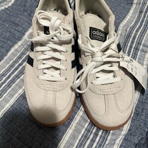 adidas Handball Spezial White with Black Stripes and Gum Sole